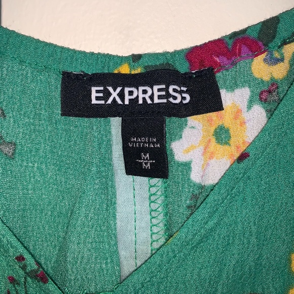 Green and Floral Patterned Express Dress - Picture 2 of 4